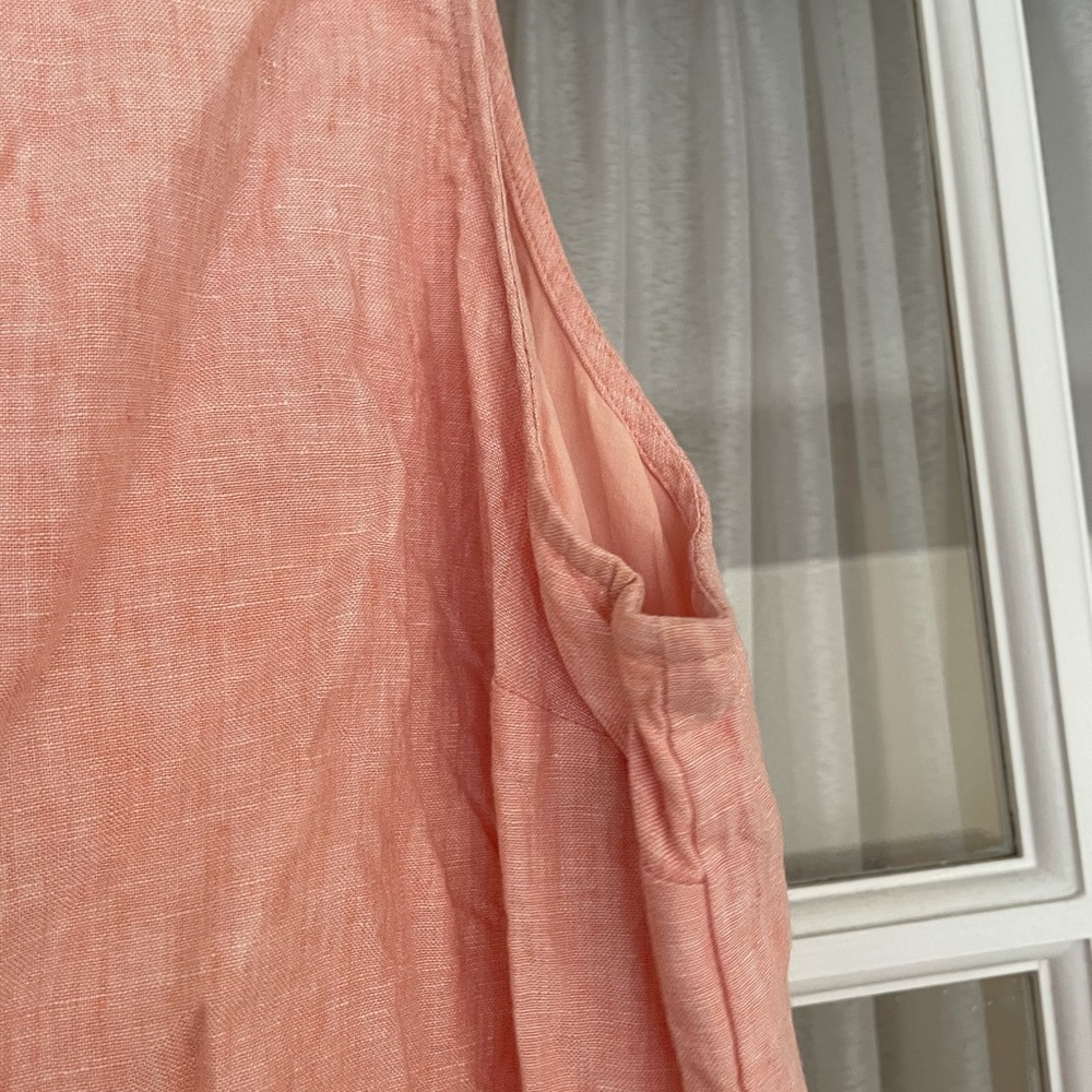 Jcrew Peach Button Back 100% Linen Shift - image 8